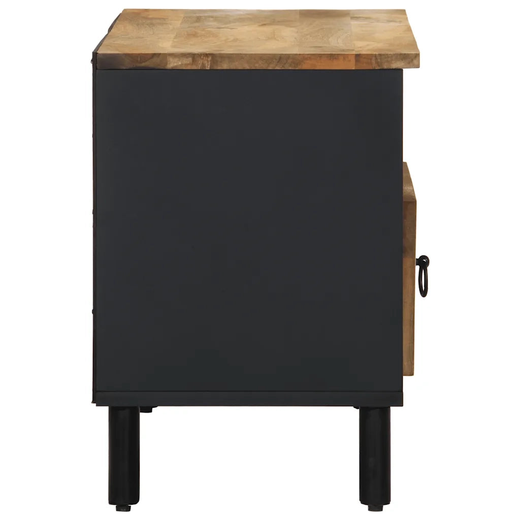 Mobile Porta TV Nero 80x33,5x46 cm Legno Massello Mango Grezzo 4018645
