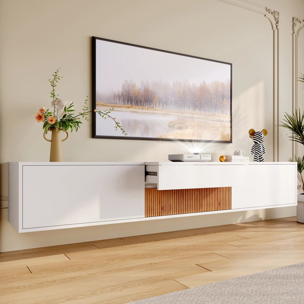 Cassettiera TV bianca in truciolato lunghezza 180 cm