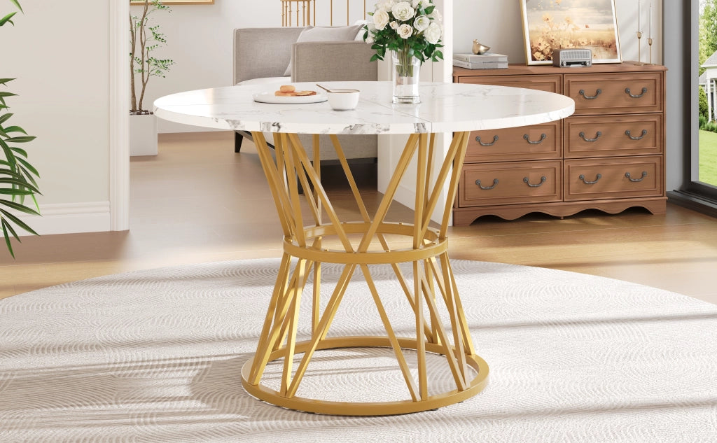Tavolo da pranzo rotondo (100¡Á100¡Á76 cm), tavolo da pranzo per cucina, tavolino rotondo per 4 persone, adatto per sala da pranzo, soggiorno, eleganti