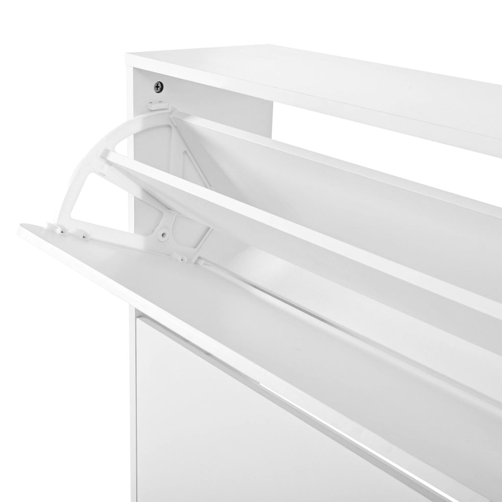 Mobile scarpiera con 3 Ante e ripiani interni; per Ingresso in MDF; 73 × 24 × 120 cm; Bianco