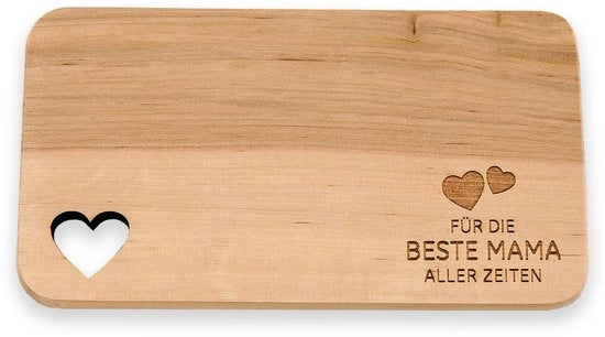 Tavolo per snack con incisione "Miglior mamma di sempre" · Ideale regalo per la mamma · Regalo per la giornata delle mamme · Tavolo in legno con foro a forma di cuore