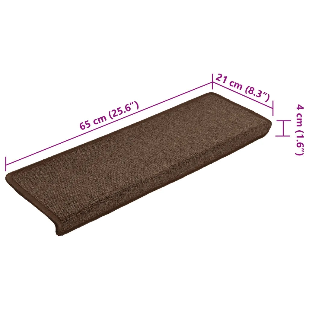 Tappetini per scale 15 pz | Gradini per Scale 65x21x4 cm Marrone Bordo rettangolare