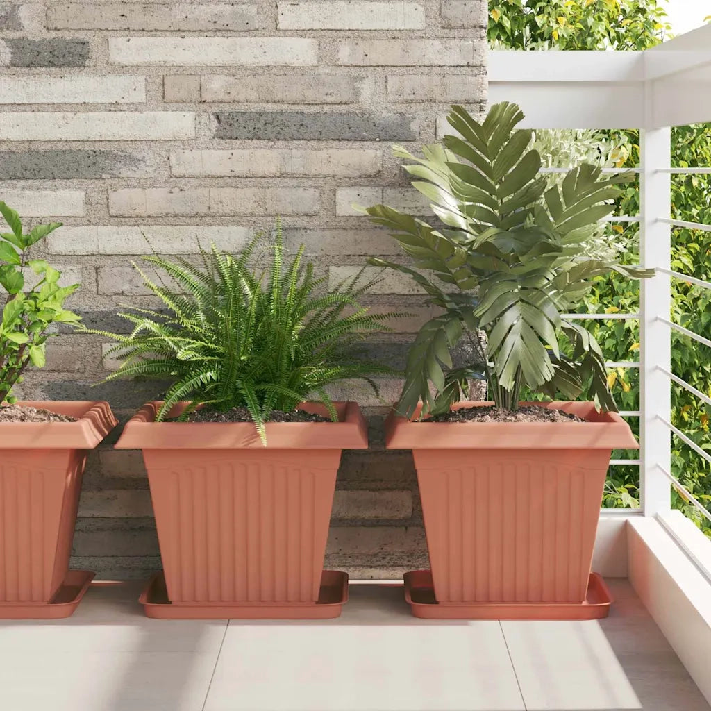 Fioriere | Cassetta per fiori | Vaso quadrato per fiori 24 pz Rosso Mattone 38 x 38 x 30 cm