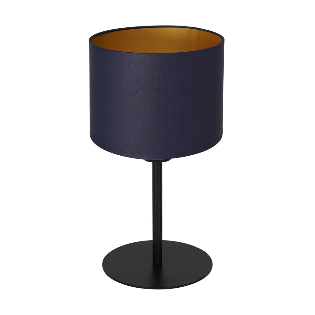 Lampada da tavolo nera 34cm paralume blu oro Arden