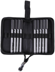 Set di Pennarelli Fineline 9 pezzi - Pennarelli per disegno impermeabili - Lavorazione di linea fine inchiostro - Custodia per pennarelli con 14 tasche - Non acido e non tossico - Pennarelli per disegno