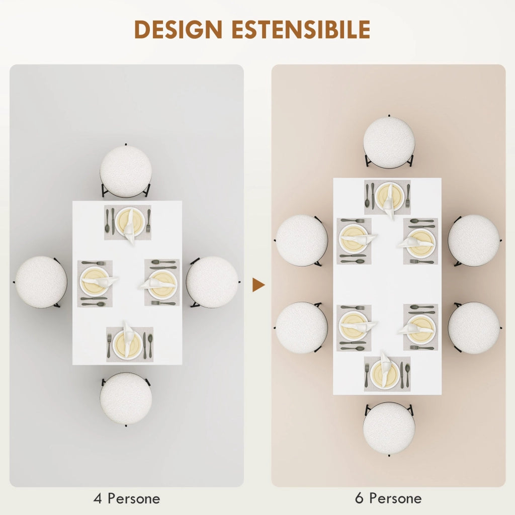 Tavolo da Pranzo Allungabile 120-160x80x78 cm per 4-6 Persone con Pannelli a Ribalta in Legno Bianco