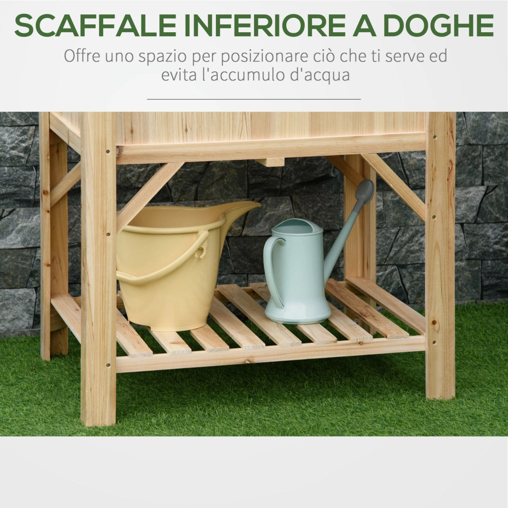 Letto Rialzato da Giardino ¨C Xylo ¨C Legno di Abete con 6 Scomparti, 78.5x58x81cm