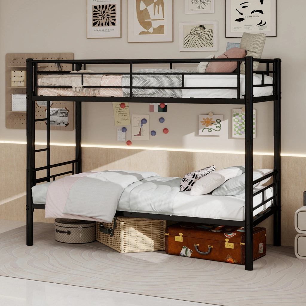 Letto a castello per bambini funzione convertibile in ferro nero 97;8x196;6 cm