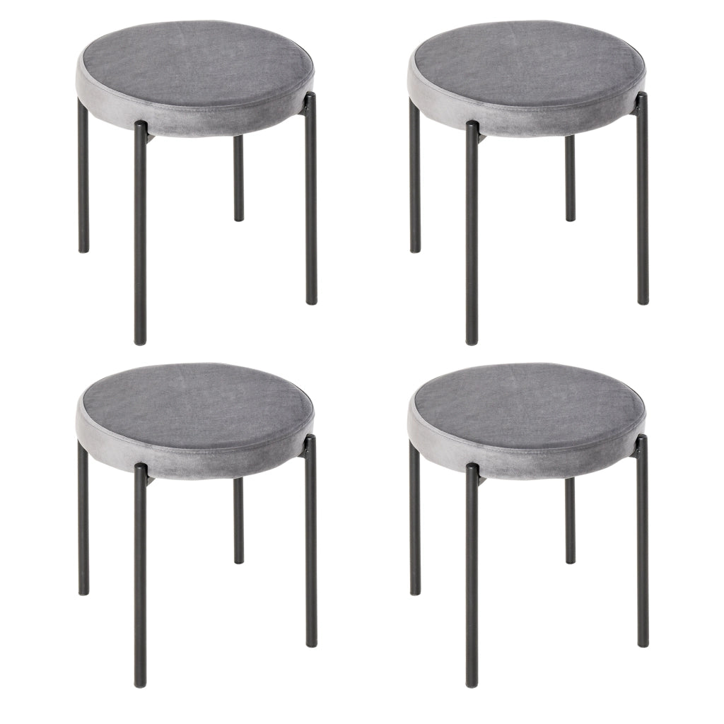 SGABELLO Set da 4 pezzi 41,5x41,5x46 cm Grigio scuro in metallo effetto velluto