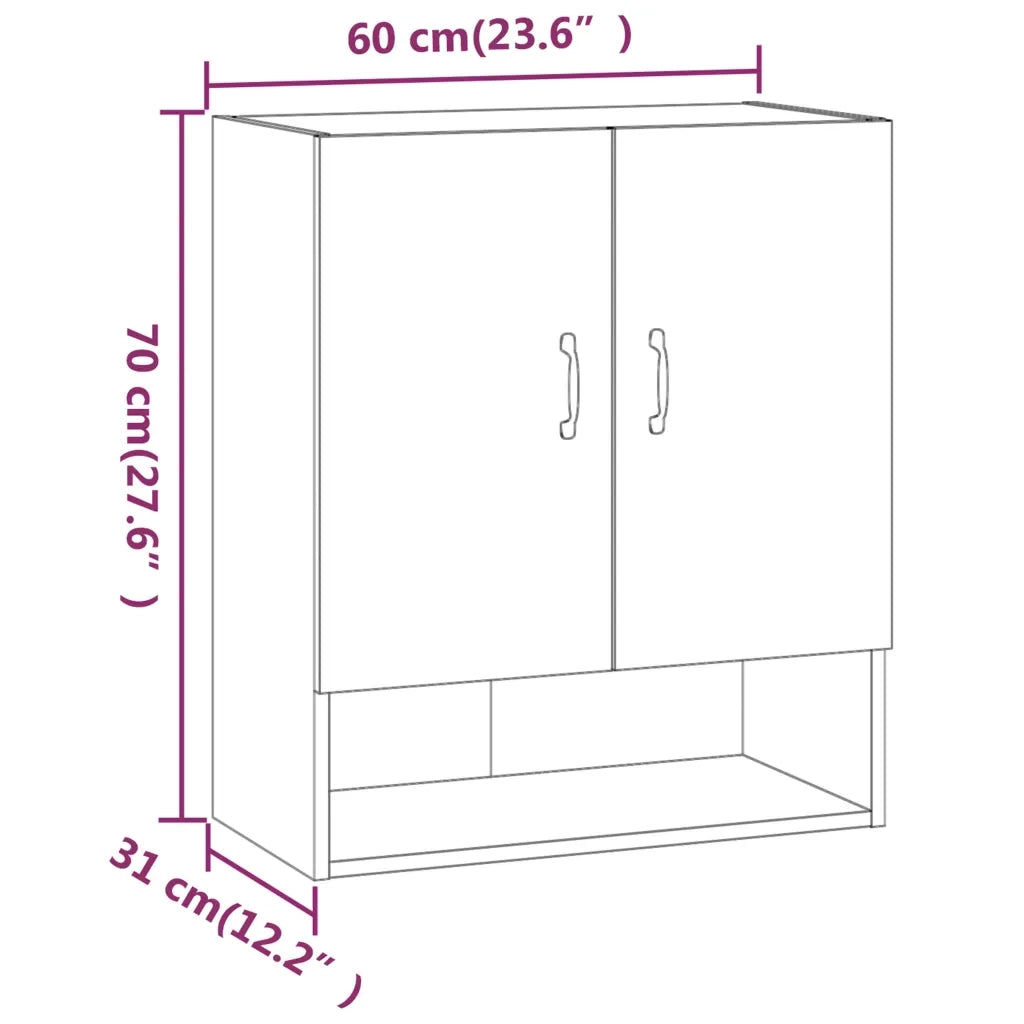 Mobiletto a muro pratico e dal design moderno 60 x 31 x 70 cm con spazio contenitivo ottimizzato in legno grigio cemento 02_0048048