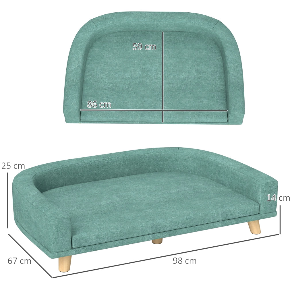 DIVANO PER CANI 98x67x25 cm Verde in poliestere