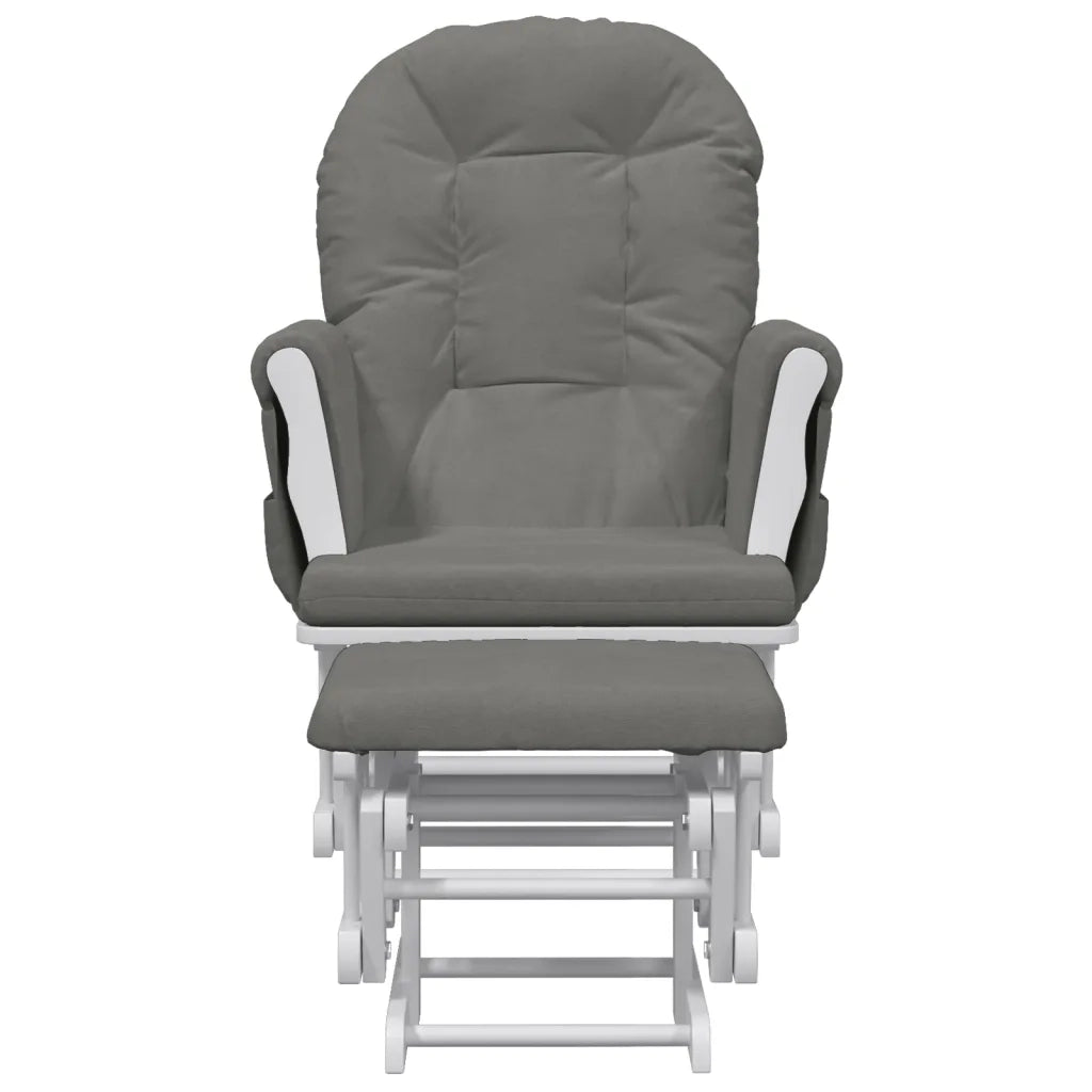 Poltrona Glider con Sgabello-Sedia a dondolo Grigio Scuro in Tessuto 802031