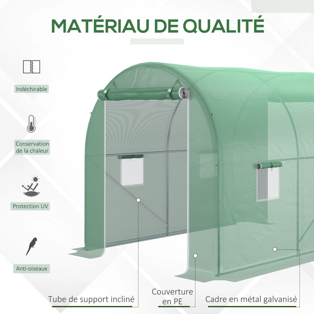 Serra Tunnel da Giardino ¨C Xylo ¨C 6m2 3x2x2,10m Verde con Porta e 4 Finestre