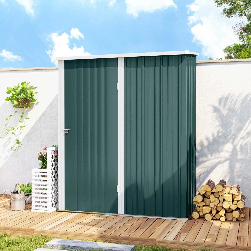 Casetta da Giardino in Acciaio ¨C Xylo ¨C Verde, 161.5x94.5x196cm, Porta Attrezzi con Catenaccio