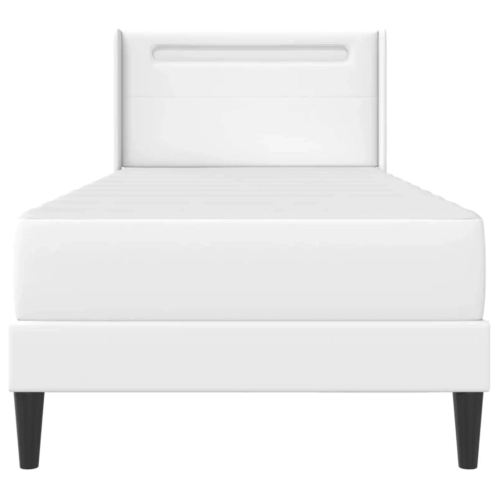 Letto singolo | Letto per adulti | Struttura letto con materasso Bianco 100 x 200 cm Similpelle