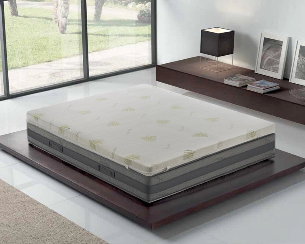 Topper Matrimoniale 160x200 in memory foam 10 cm con rivestimento in aloe vera sfoderabile