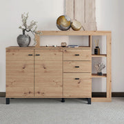 Madia Valiza, Credenza 4 Ripiani, 145x35x101h cm Marrone Rovere Nodi