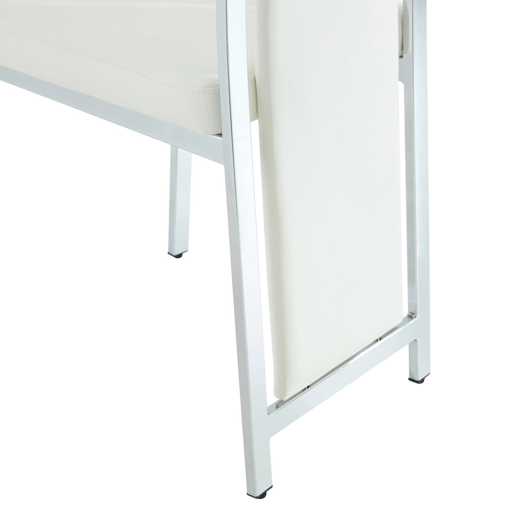 Set tavolo da pranzo e sedie con 1 tavolo rotondo e 4 sedie in vetro temperato; metallo e PU bianco e argento