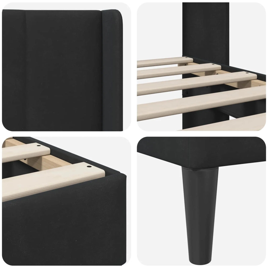 Struttura del letto con testiera-Giroletto Nero 80 x 200 cm Velluto 923251