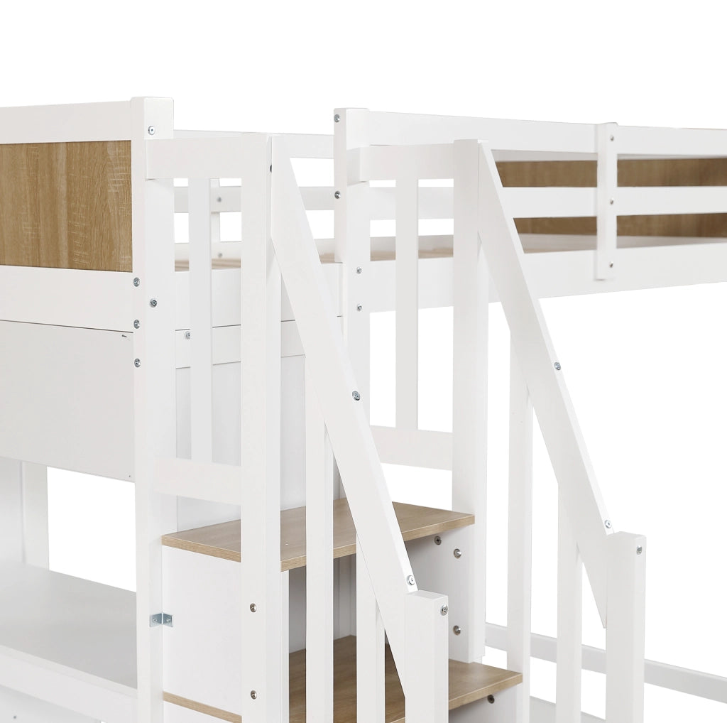 Letto a castello 90x200 cm con scrivania, cassetti e scala contenitore