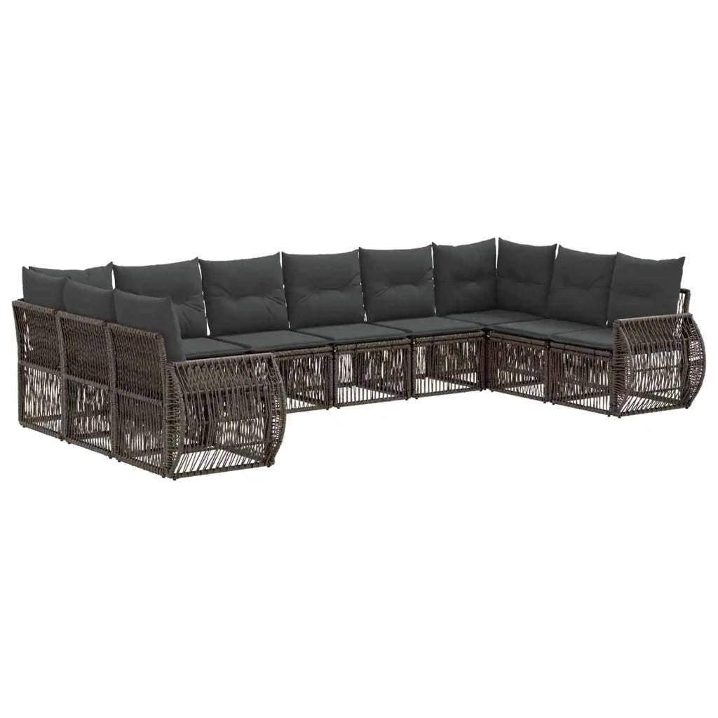 Set Divano da Giardino 10 pz Grigio e Grigio Scuro polyrattan 3435527
