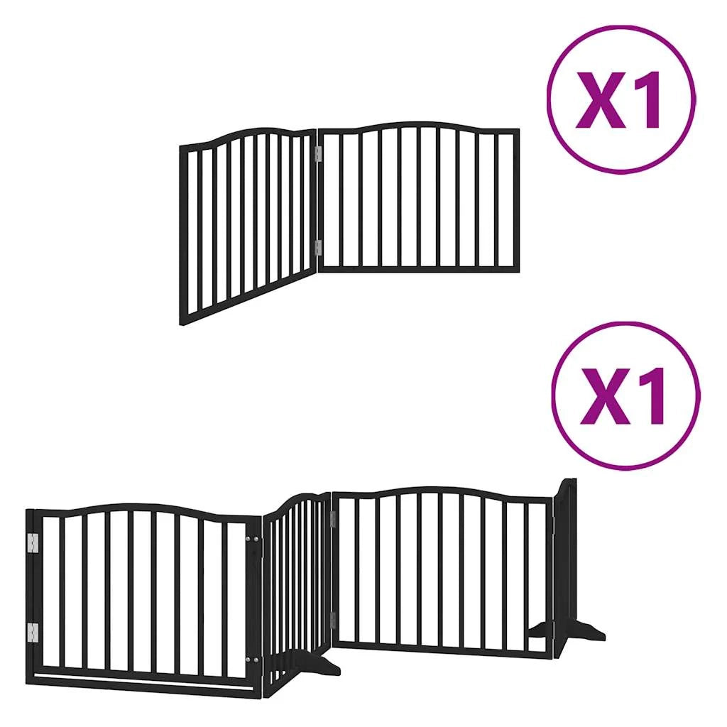 Cancelletto di sicurezza per animali domestici porta pieghevole 6 pannelli legno di pioppo nero 02_0023225