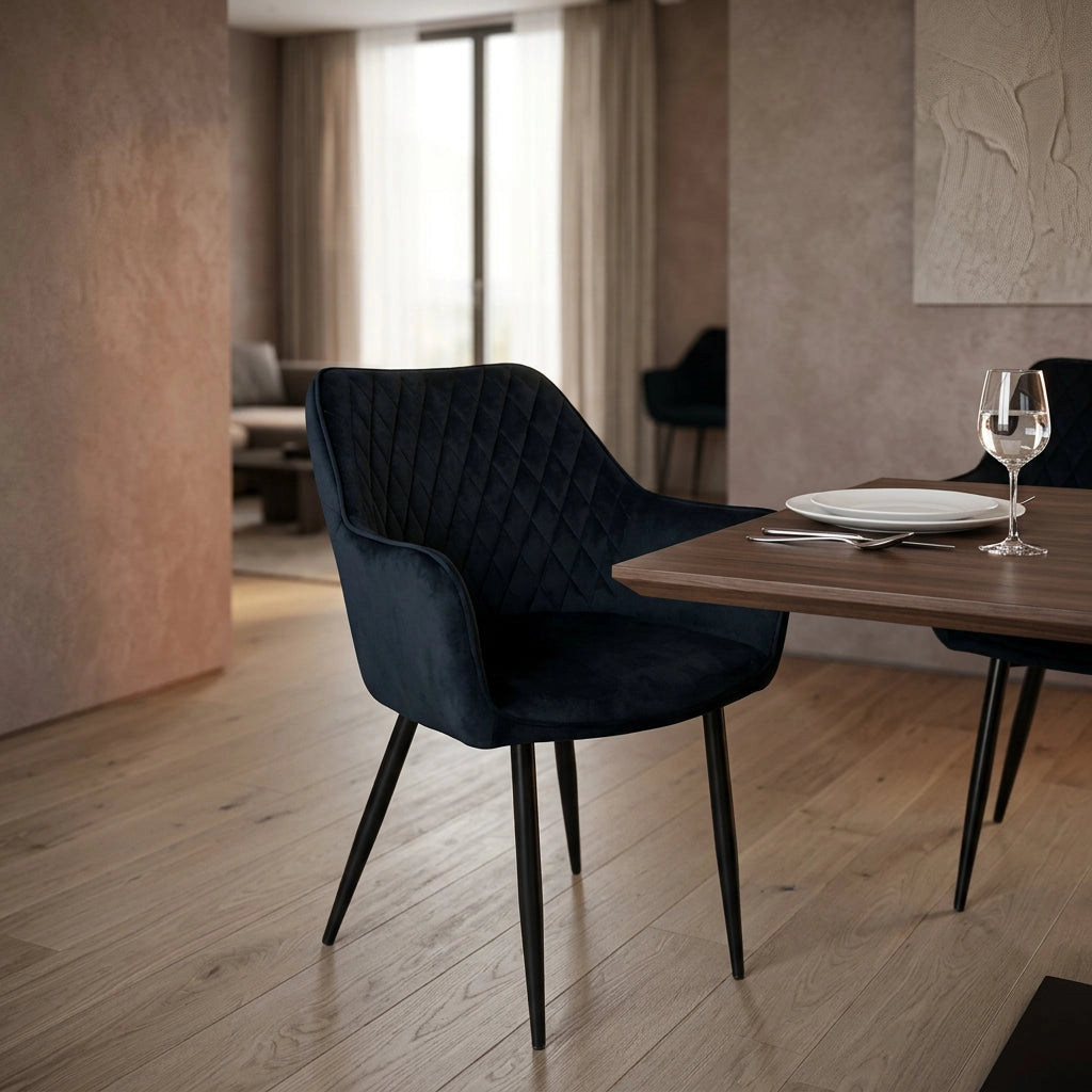 Poltrona per Sala da Pranzo in Velluto Metallo cm 48x62x83 - CALLIOPE