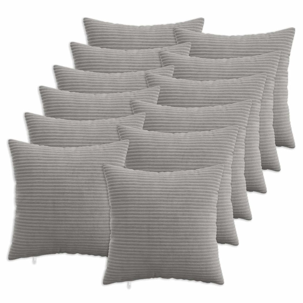 Federa 12 pcs HEERLEN Grigio Chiaro 45 x 45 cm corduroy 910389