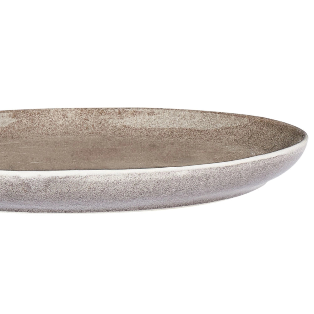 Set di 4 piatti da dessert in gres caolino lavorato a mano con smalto reattivo finitura grigio Cucina Sala da pranzo