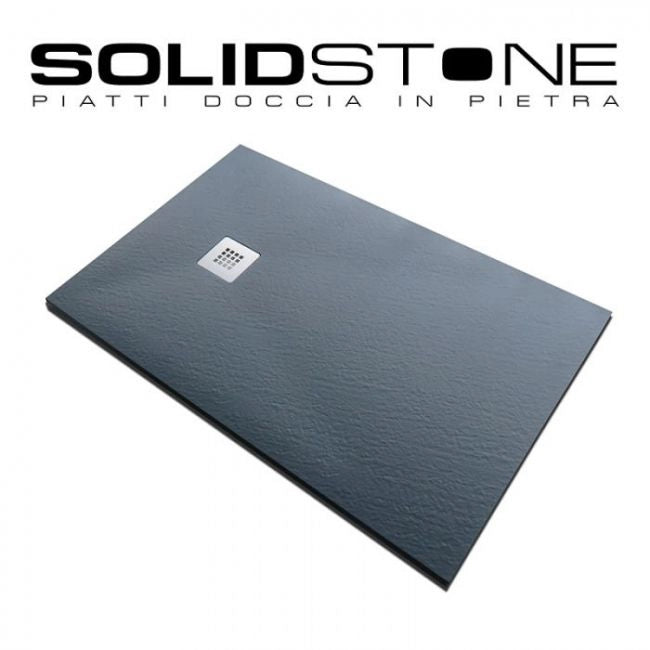 Piatto doccia in pietra SOLIDSTONE alto 2,8 cm - Antracite Grafite nero RAL 7016 - Misura: 120x120 x 2,8h 