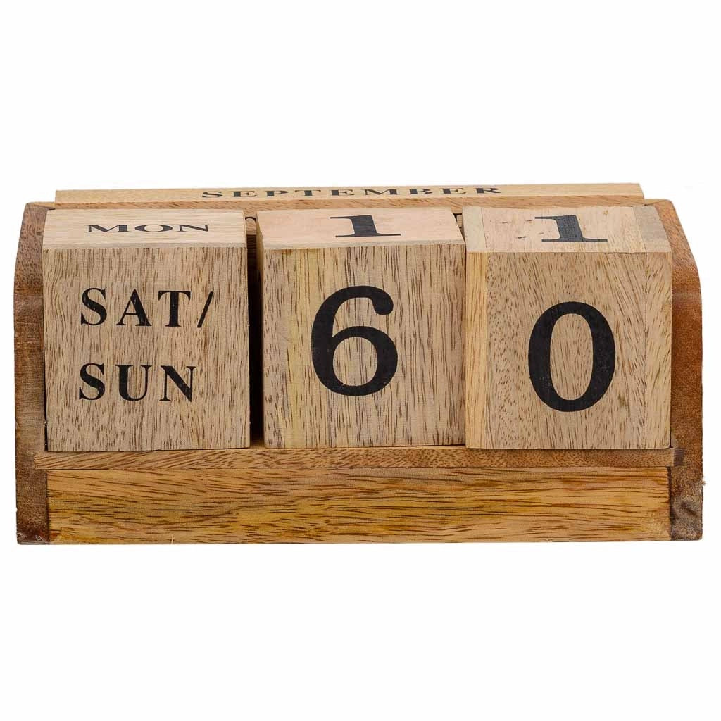 Calendario porta biglietti in legno marrone 19x10x11h