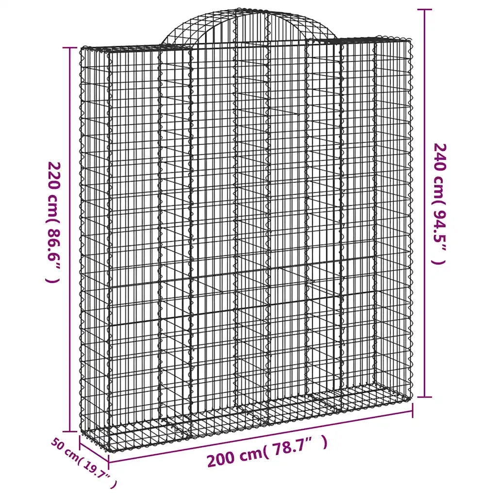 Cesti Gabbioni ad Arco 18 pz 200x50x220/240 cm Ferro Zincato 3146460
