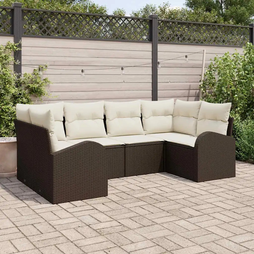 Set Divano da Giardino 6 pcs Marrone Rattan in Polipropilene 3346178