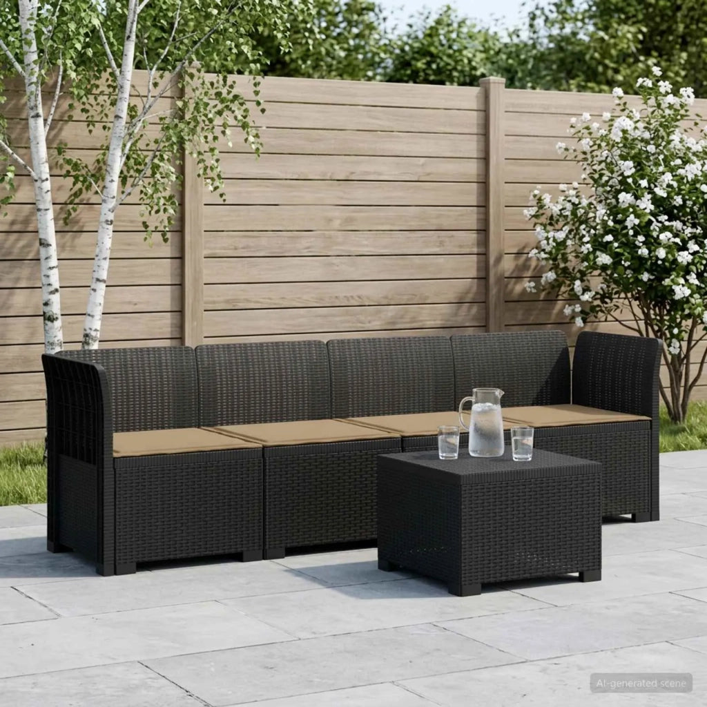Divano da Giardino a 4 Posti con Cuscini in Stile Rattan PP 3443856