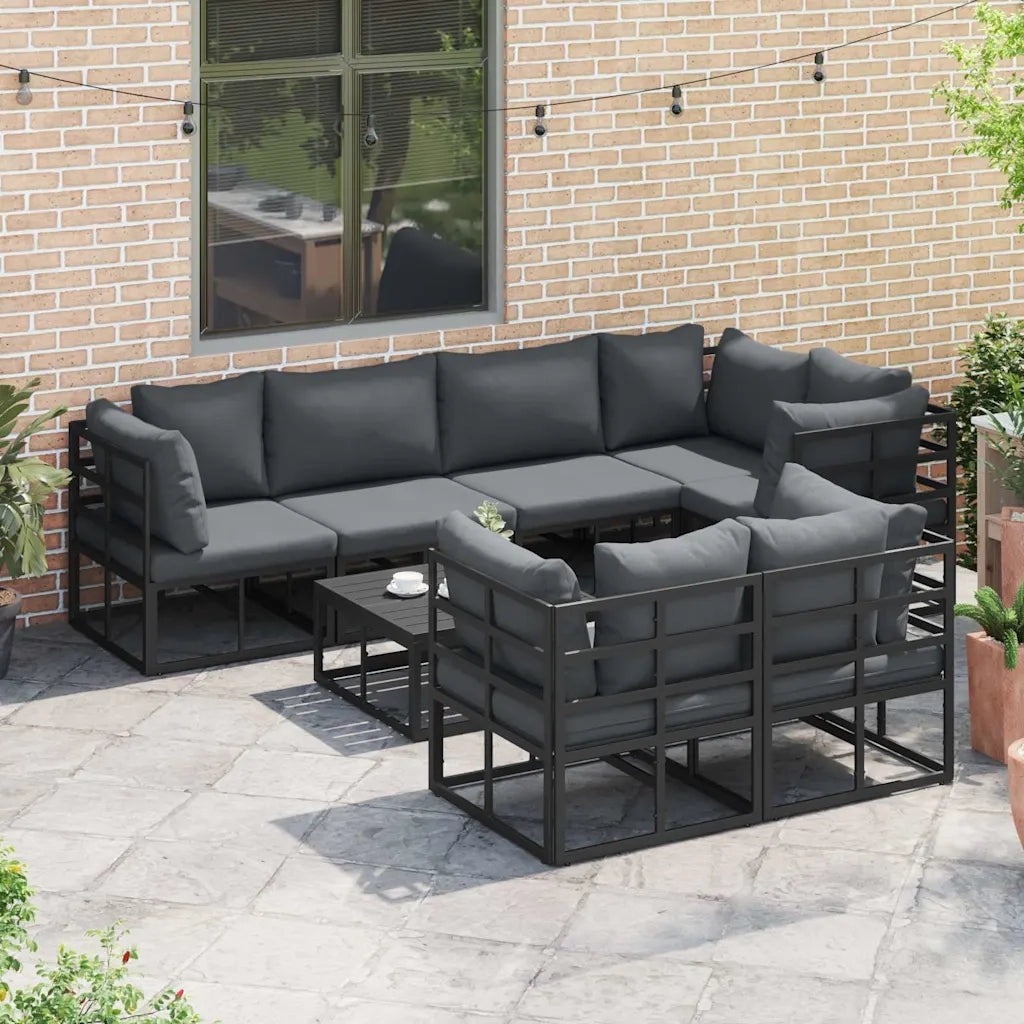 Set Divano da Giardino con cuscino 7 pcs Nero Acciaio 3378951