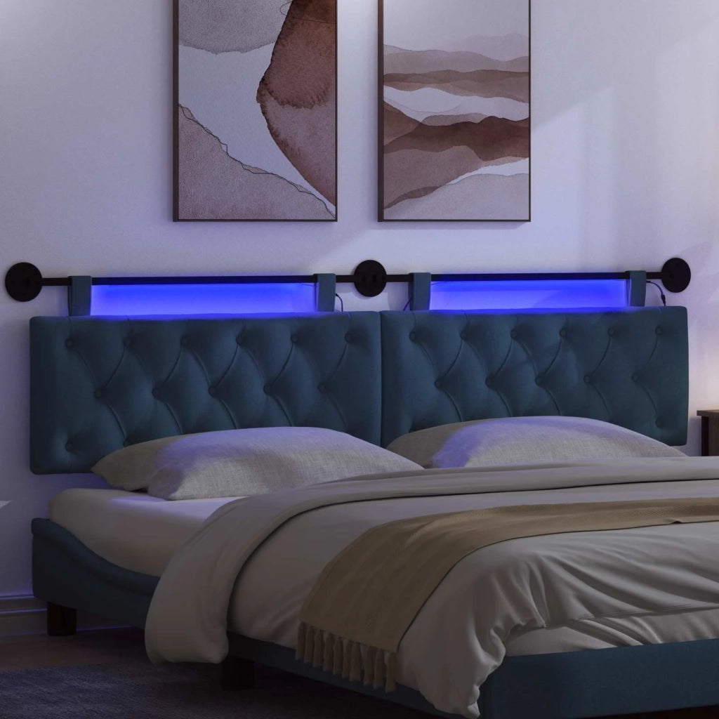 Testiera sospesa Con luce LED Blu Tessuto 3424717