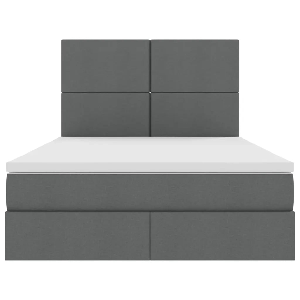 Letto con contenitore e LED con led Grigio scuro 140 x 190 cm 3372352