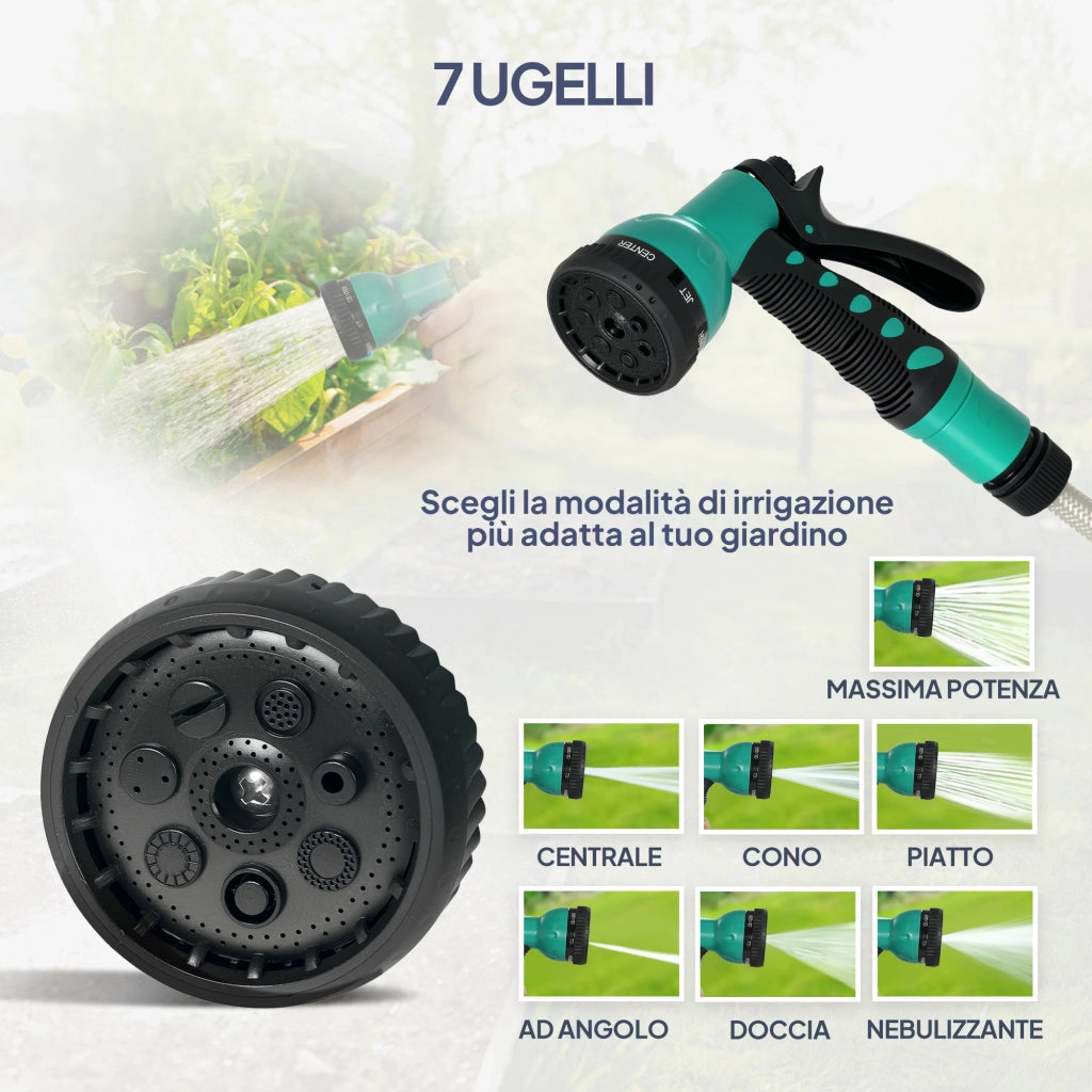 Avvolgitubo Automatico da Parete 25+2m ¨C Xylo ¨C Grigio con 7 Getti