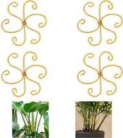 Set di sostegni per piante in metallo per Monstera - Set di 4 pezzi - Giallo - Adatto per interni e esterni - Supporto stabile per piante da appartamento - Configurazione verticale per la crescita - Manico in acciaio