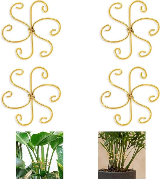 Set di sostegni per piante in metallo per Monstera - Set di 4 pezzi - Giallo - Adatto per interni e esterni - Supporto stabile per piante da appartamento - Configurazione verticale per la crescita - Manico in acciaio