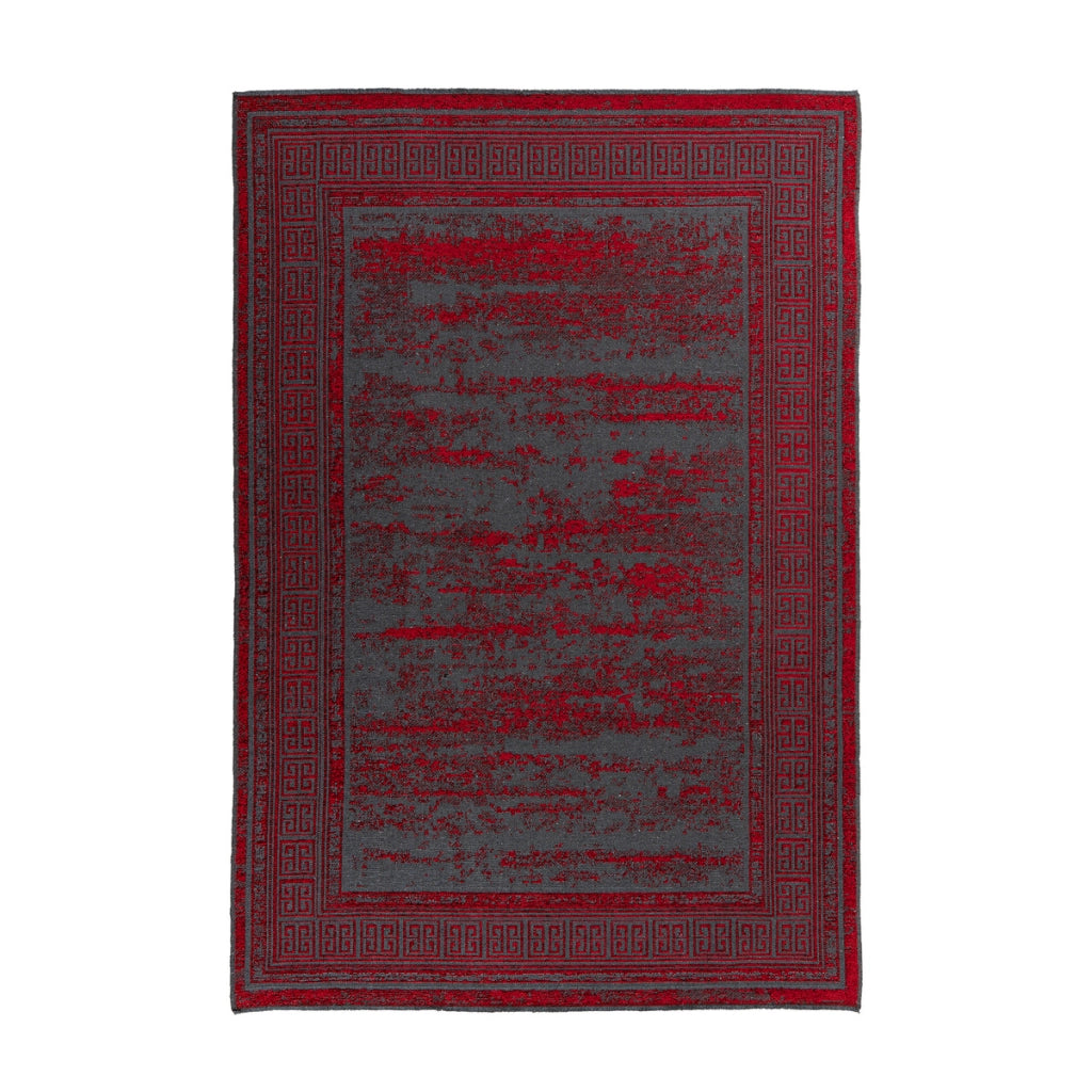 Tappeto Kalea 300 con design a rilievo in rosso e grigio