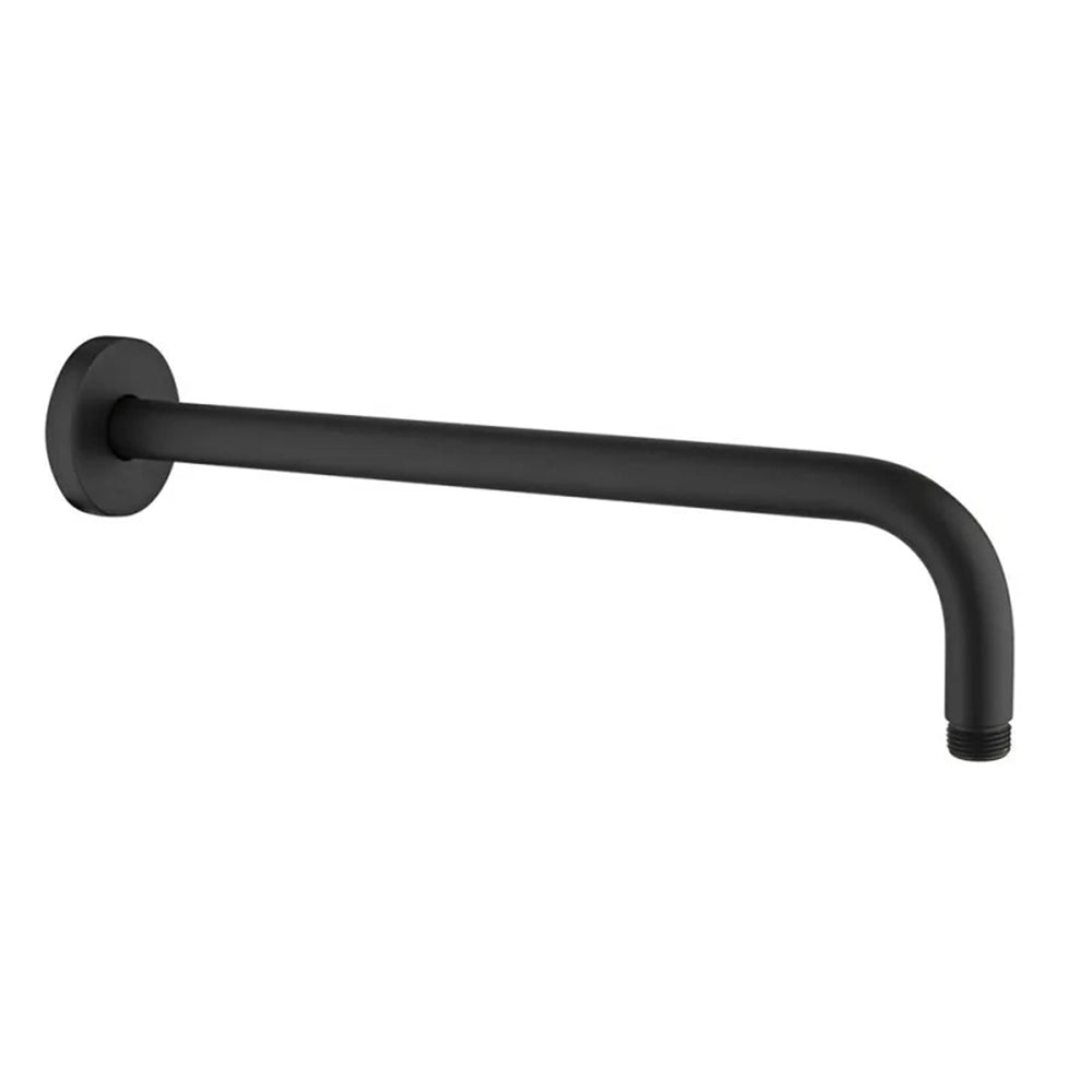 Set doccia nero opaco con braccio 35cm, soffione 30cm e miscelatore linea Flat