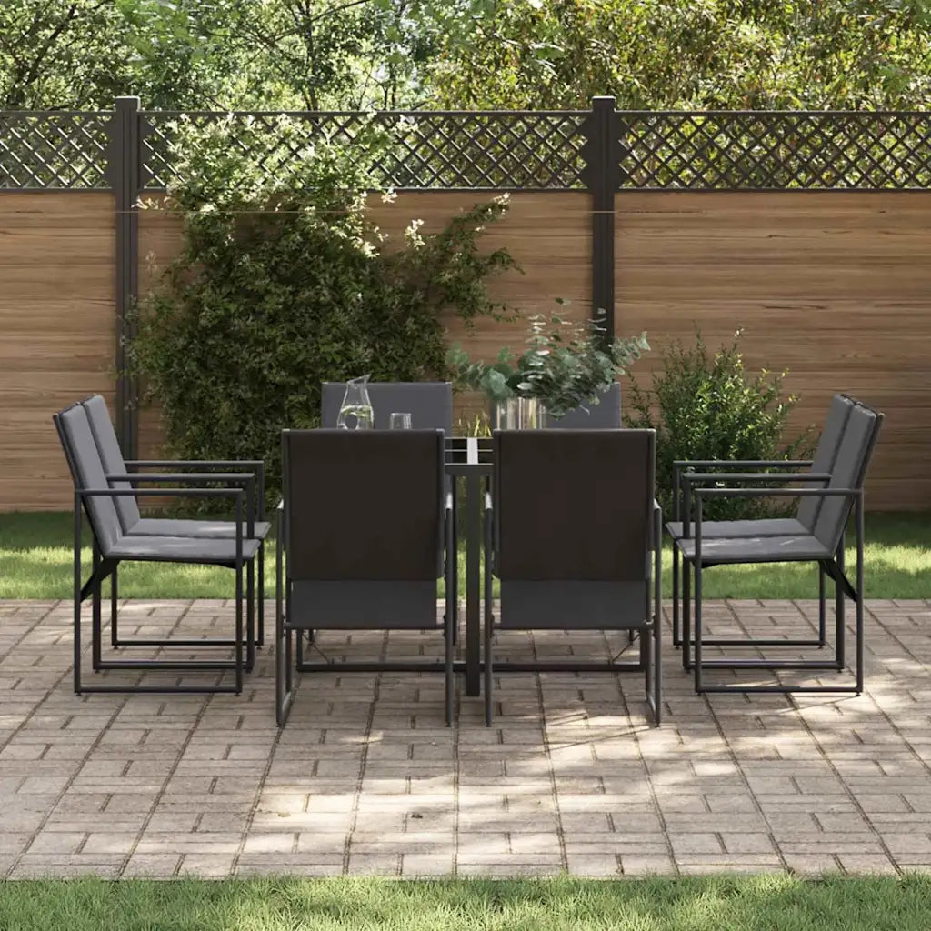 Set da Pranzo per Giardino 9 pcs Nero Acciaio 3335868