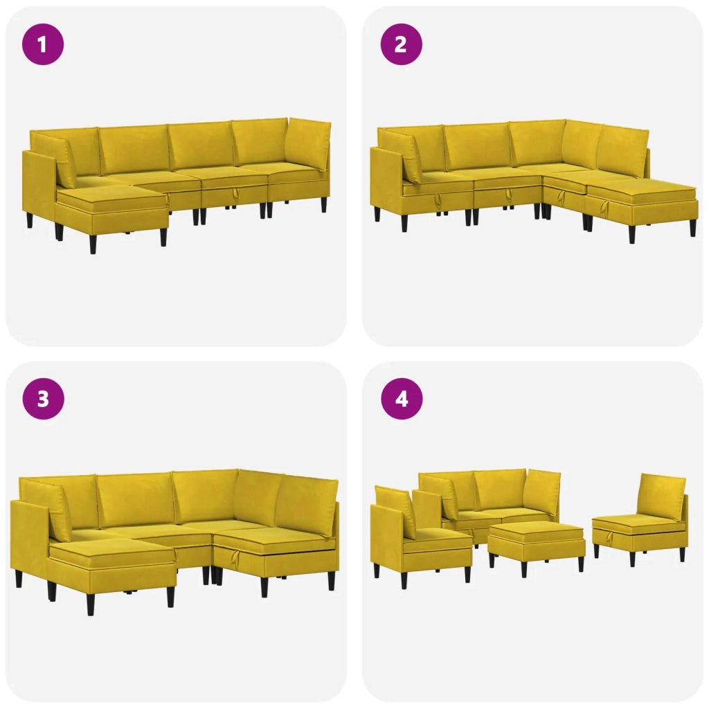 Set di mobili per il soggiorno con cuscino 5 pcs Giallo Velluto 3413761