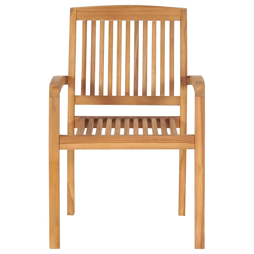 Sedie da Giardino Impilabili 4 pz con Cuscini Massello di Teak 3073217