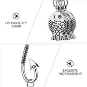 Regalo per papà - Scheda da chiave con charm di pesce argentato - Anello da chiave per uomo