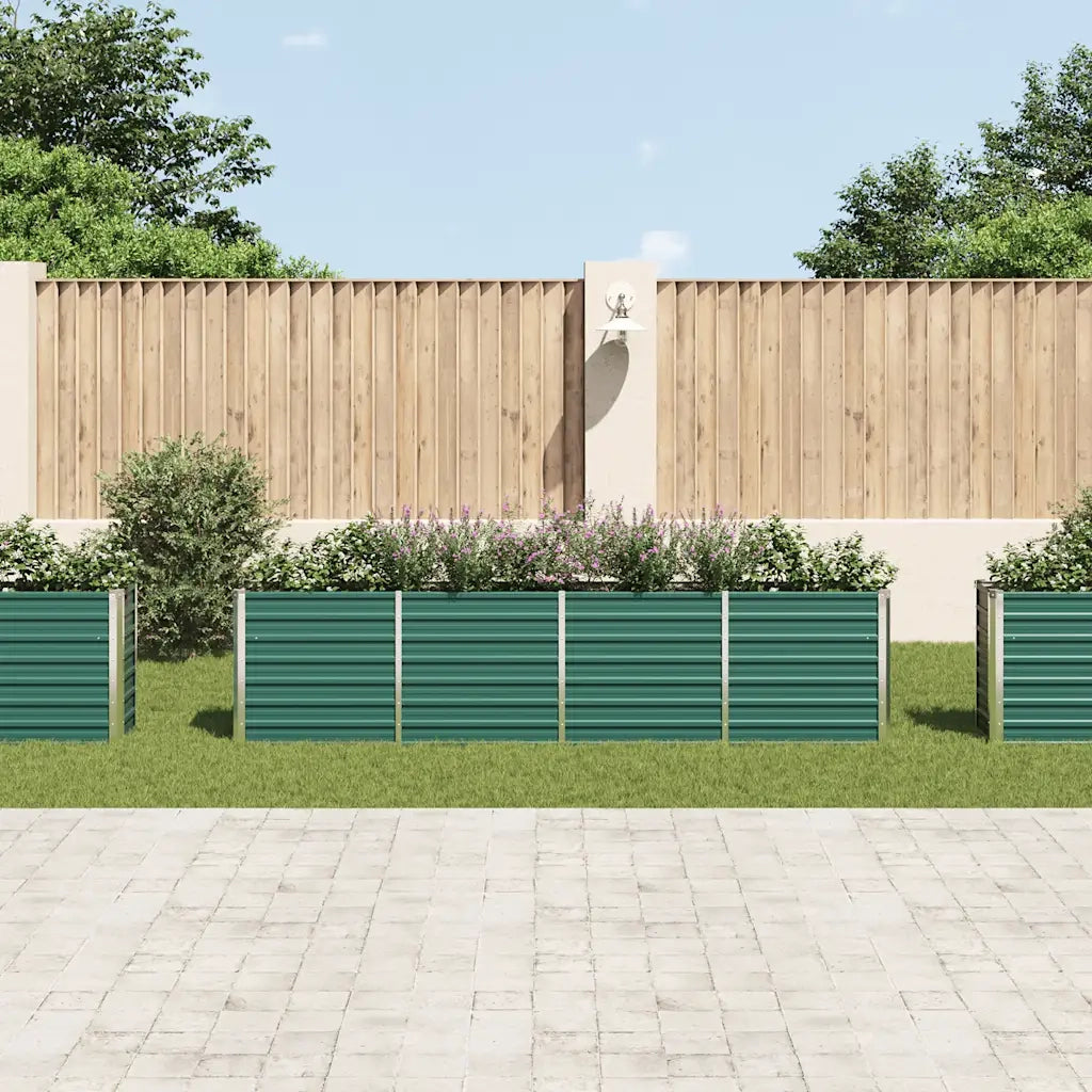 Fioriere | Cassetta per fiori | Letto di Coltura Rialzato 320x40x77 cm Acciaio Zincato Verde