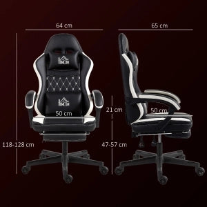 SEDIA DA GAMING Reclinabile 64x65x118-128 cm Poliestere Nero con poggiapiedi