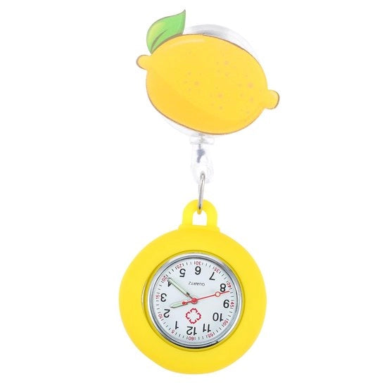 Orologio da tasca - Ripiegabile - Orologio infermiera - Orologio da quarzo - Giallo chiaro - 10x4 cm - Accessorio moda - Orologio da lavoro