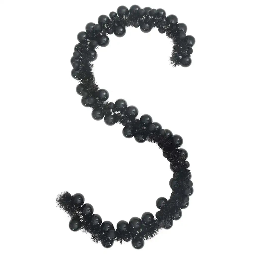 Ghirlanda di Palline di Natale Nero 186 cm Polistirolo 42019689